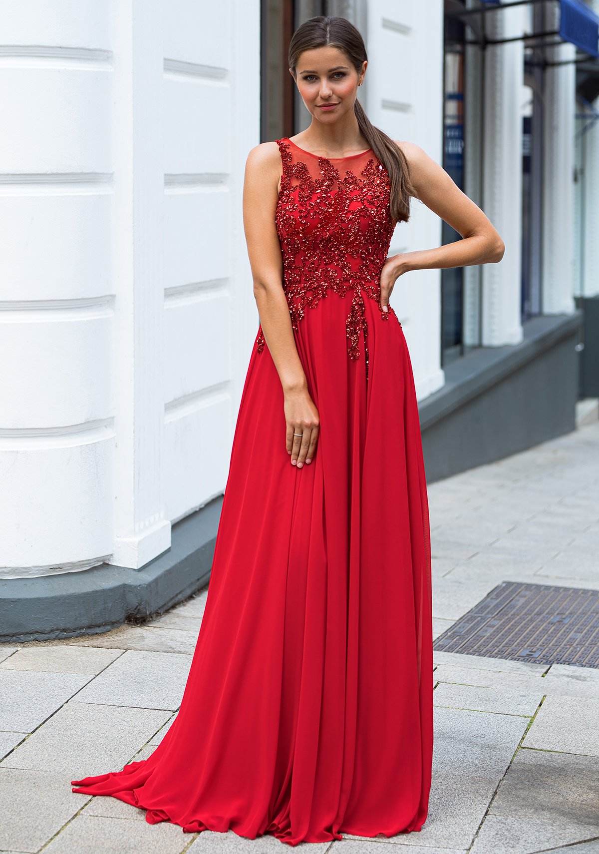 Rød Koehlert gallakjole med åben ryg 0036 - Christian Koehlert Paris - tp kjoler
